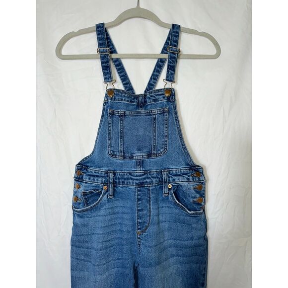 Universal Threads Women's Bib Overalls Mid Rise Distressed Raw Edge Hem Size 00 - Picture 2 of 4